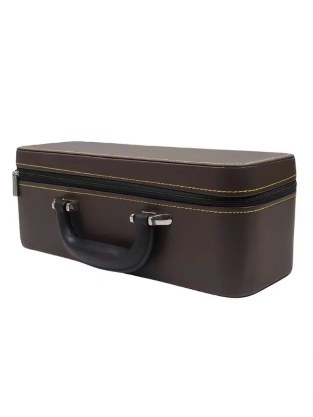 Brown Vintage-Style Hard Case for Bangle Jade Travel Box with Black Handle